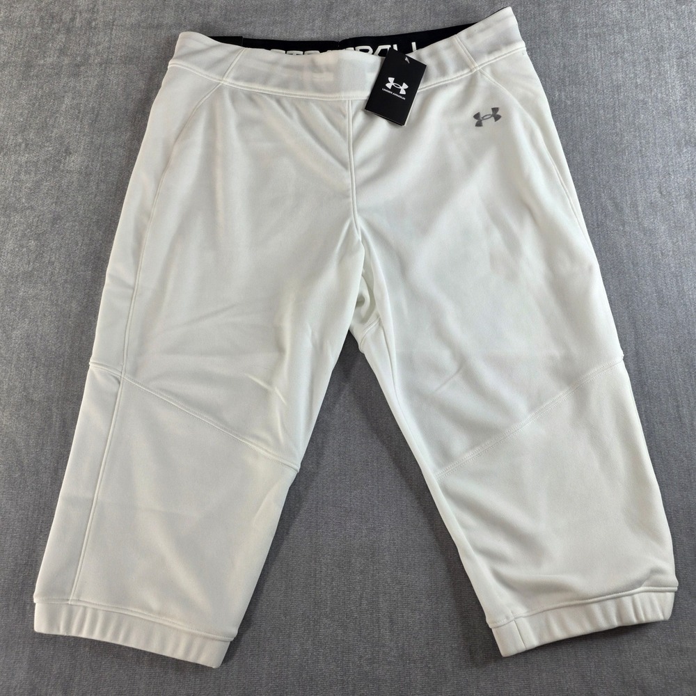 NWT Under Armour Vanish Softball Pants Womens‎ XL White Beltless Cropped 1364115